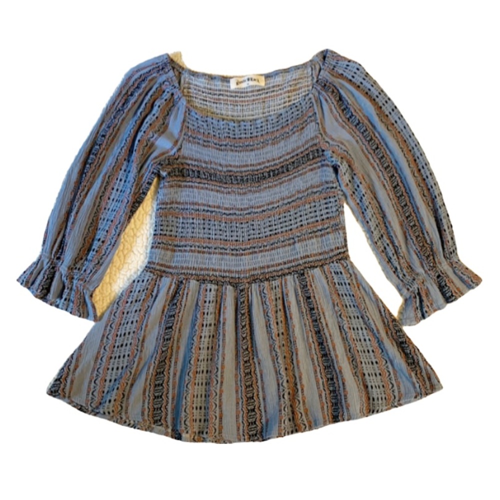 Rustic Rack Smocked Tunic Top (Blue) Size Medium